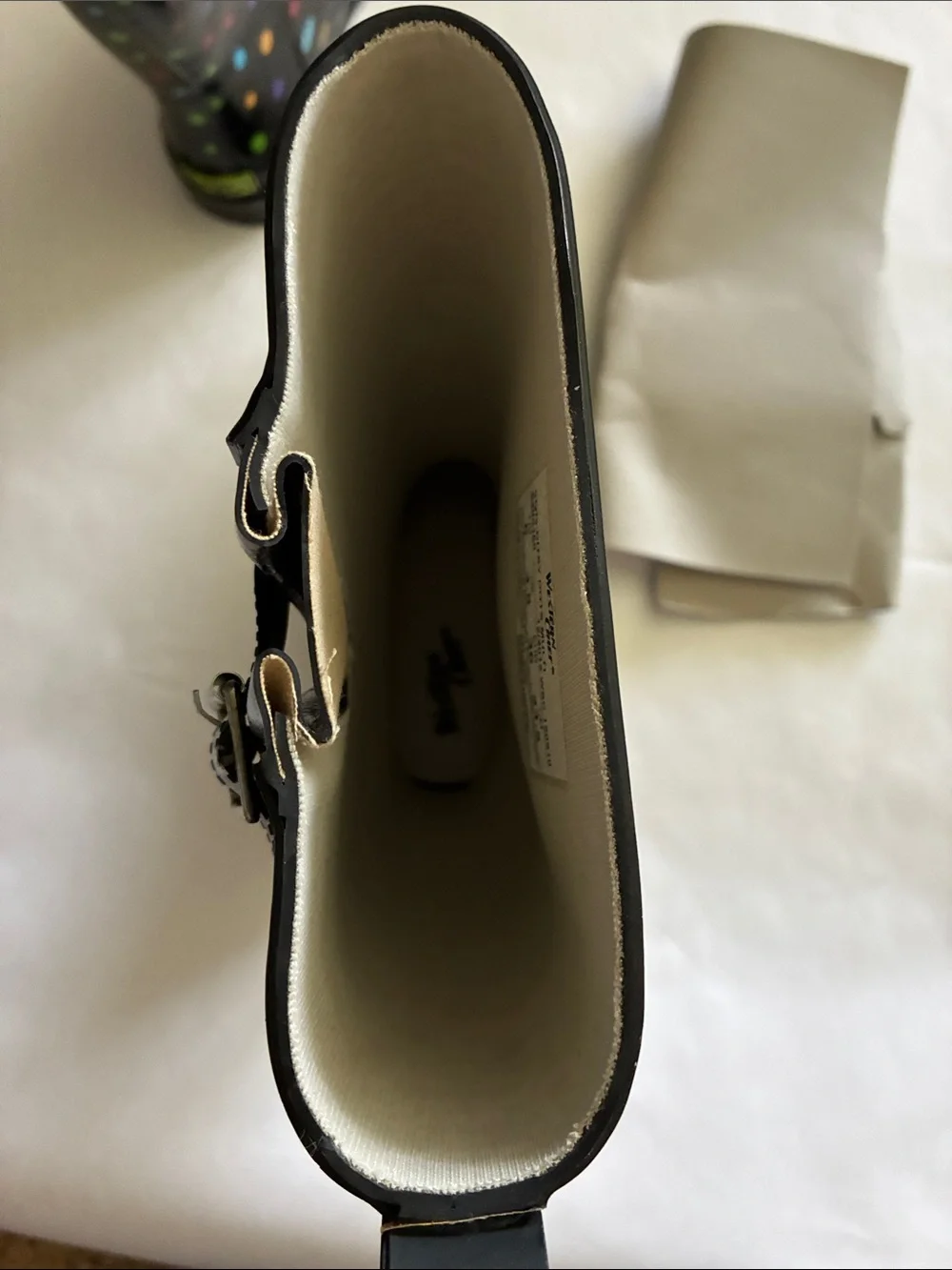 Western Chief Black Rain Boots with Multicolor Polka Dots